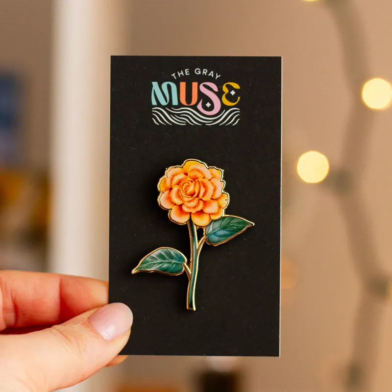 Begonia Floral Enamel Pin