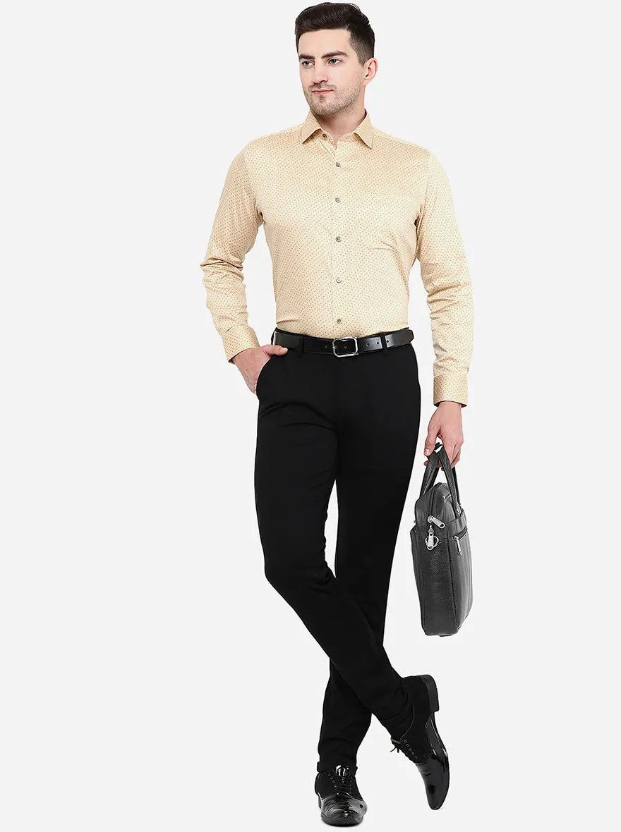 Beige Printed Slim Fit Formal Shirt | Greenfibre