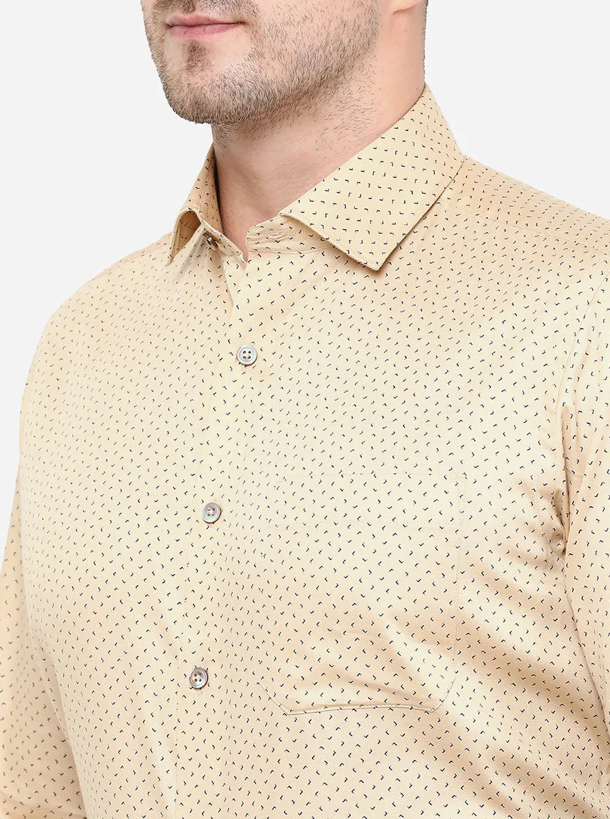 Beige Printed Slim Fit Formal Shirt | Greenfibre