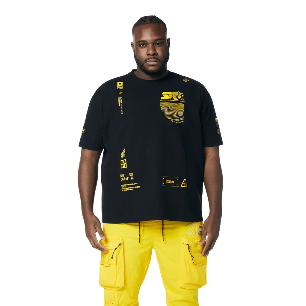 Big and Tall - Utility Graphic Gel Printed Waffle T-Shirt - Canary