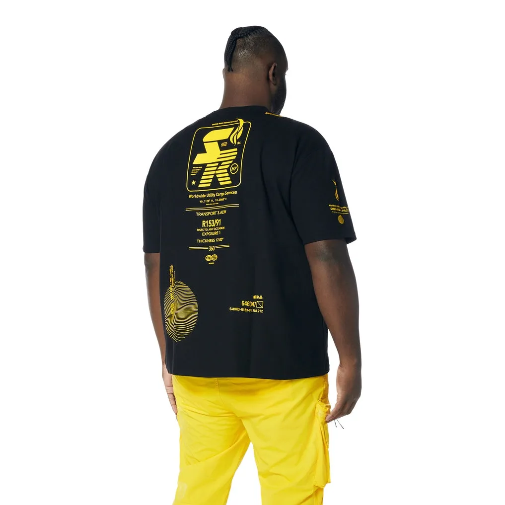 Big and Tall - Utility Graphic Gel Printed Waffle T-Shirt - Canary