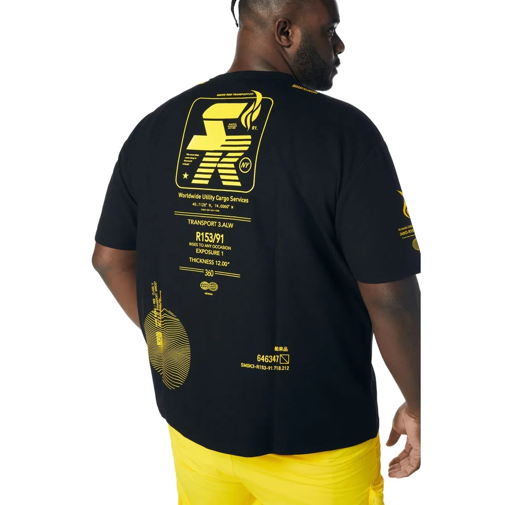 Big and Tall - Utility Graphic Gel Printed Waffle T-Shirt - Canary