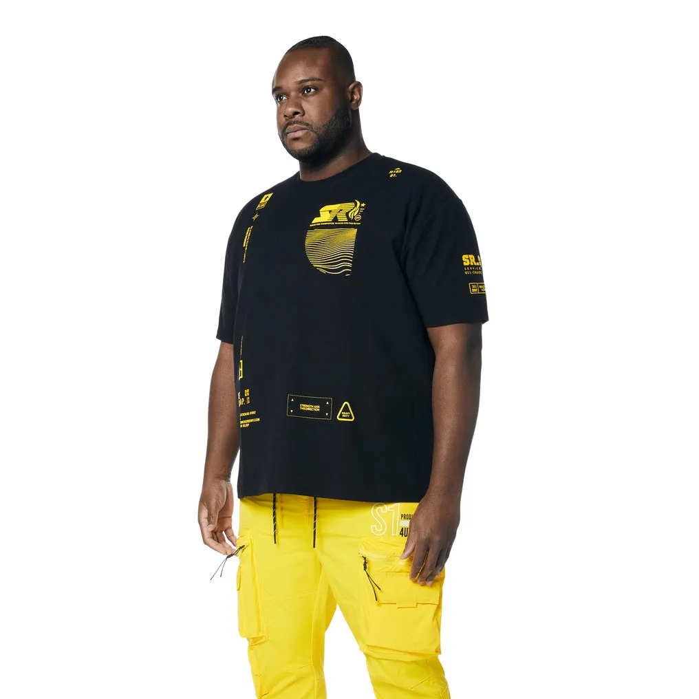 Big and Tall - Utility Graphic Gel Printed Waffle T-Shirt - Canary