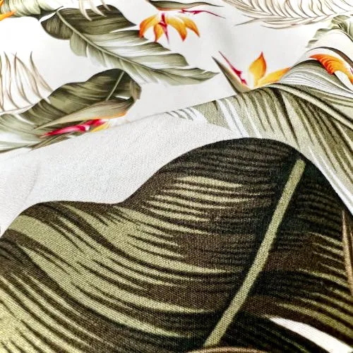 Birds of paradise & Palm Leaf | Beige Off White 0223-03 WHT-0007C