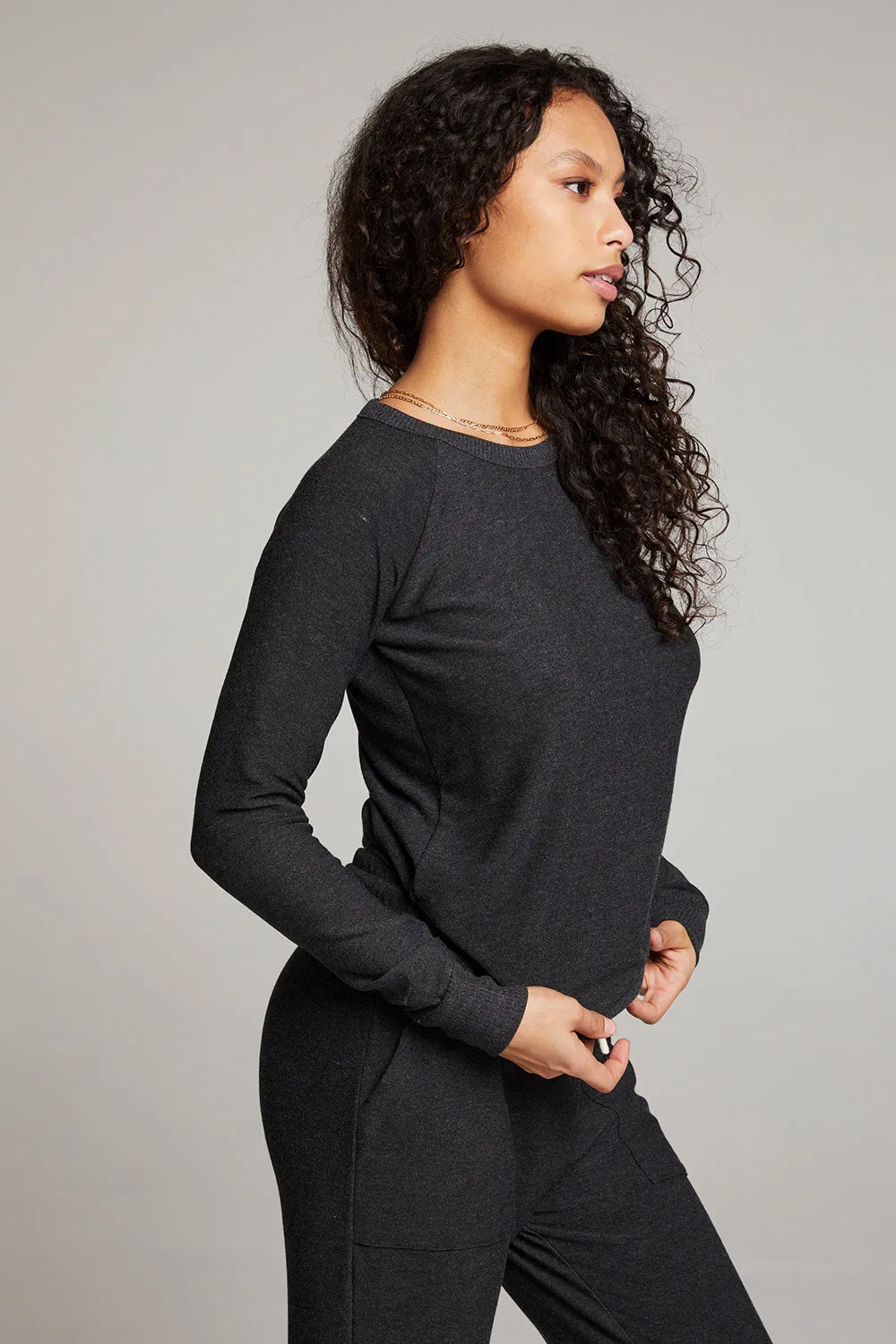 Black Long Sleeve Raglan Pullover