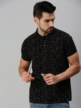 Black Printed Polo Tshirt