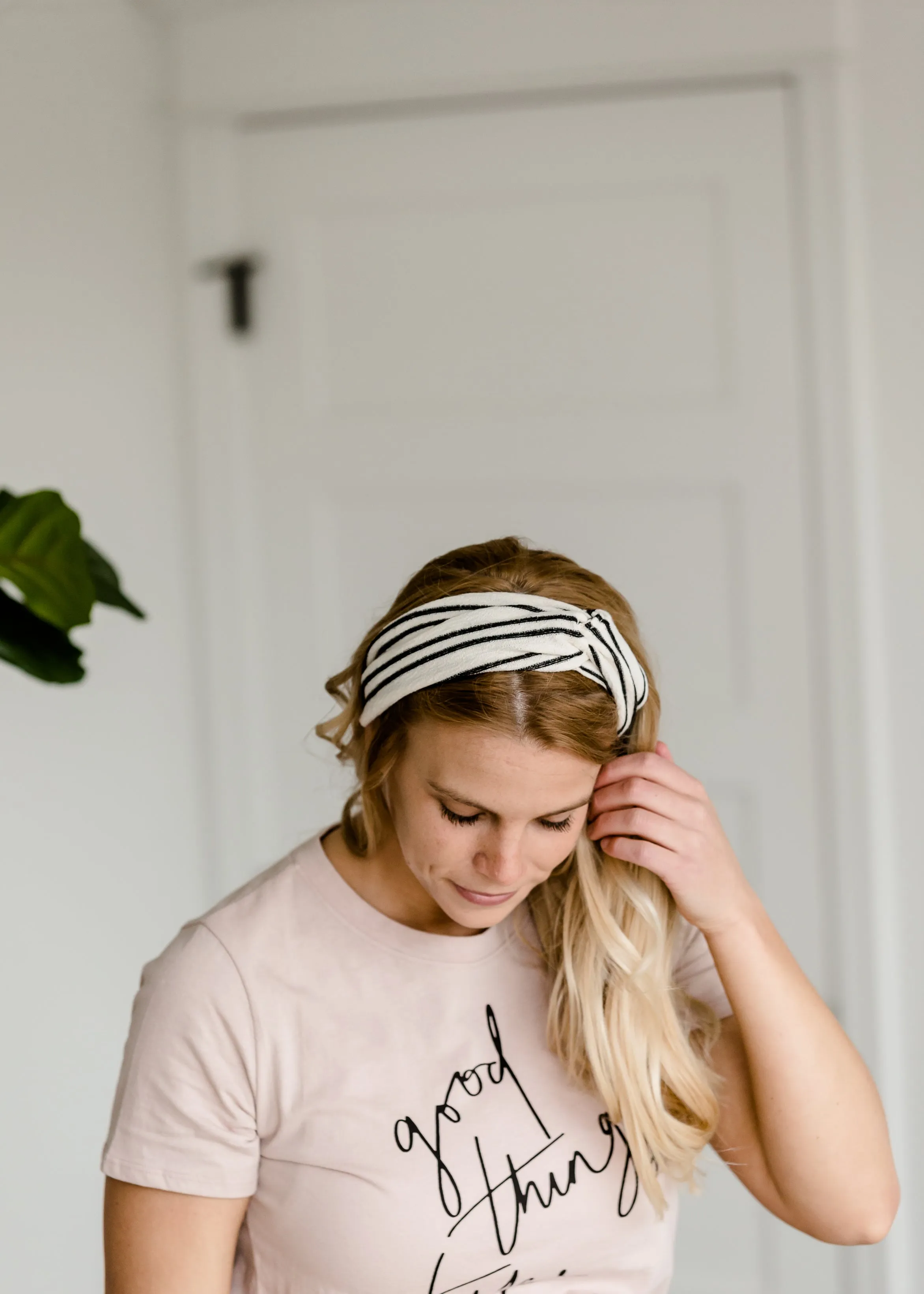 Black Stripe Knotted Headband