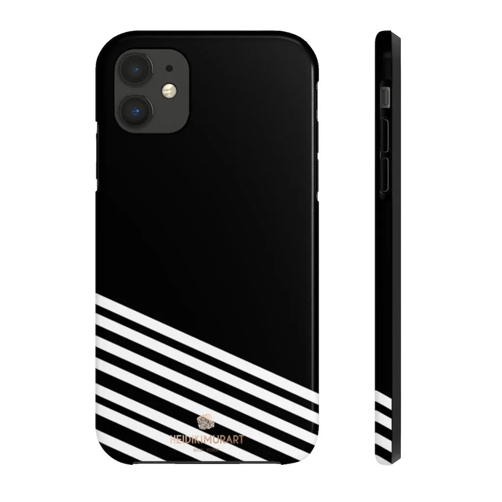 Black White Striped iPhone Case, Modern Case Mate Tough Samsung Galaxy Phone Cases