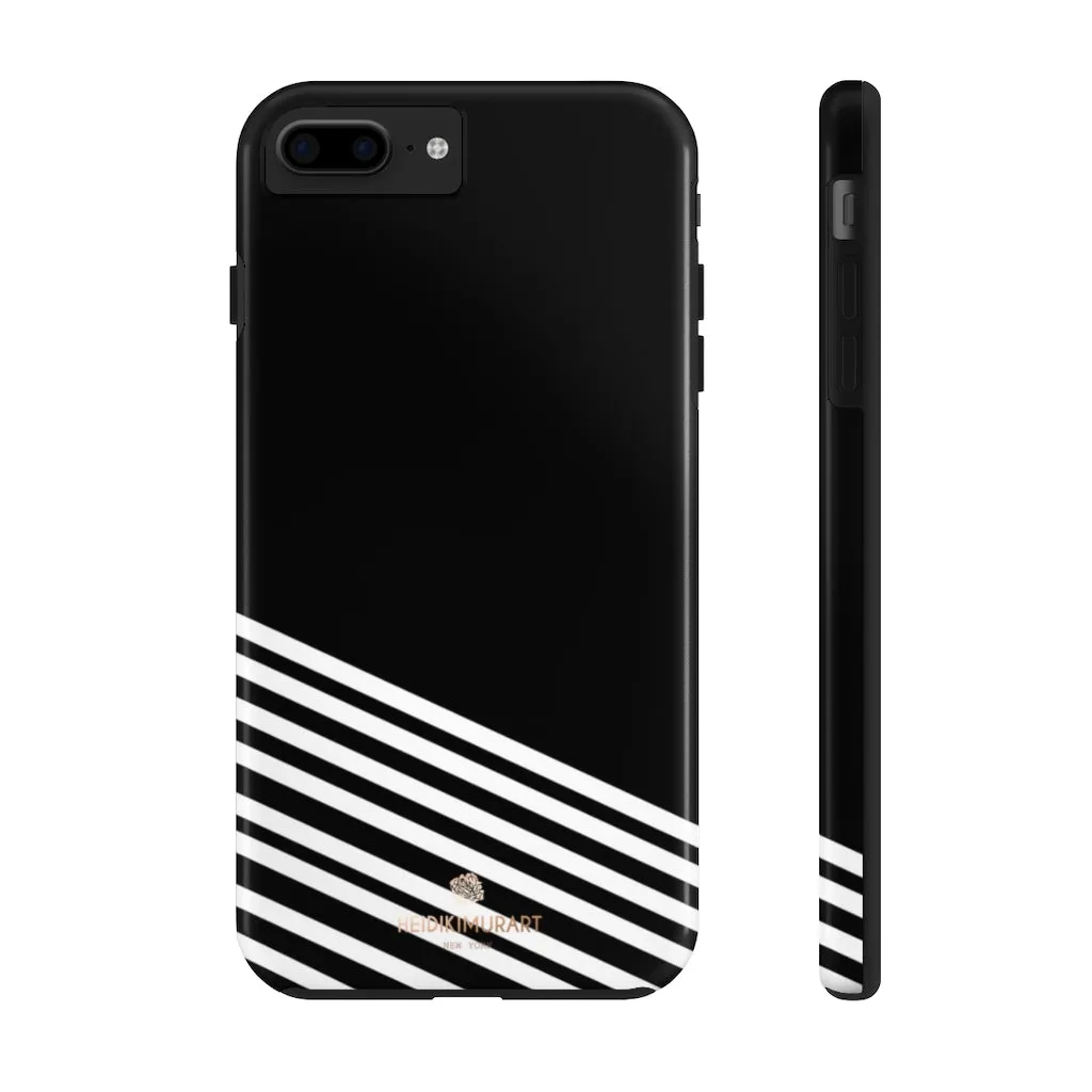 Black White Striped iPhone Case, Modern Case Mate Tough Samsung Galaxy Phone Cases