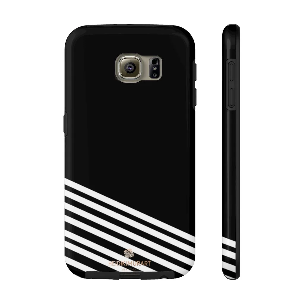 Black White Striped iPhone Case, Modern Case Mate Tough Samsung Galaxy Phone Cases