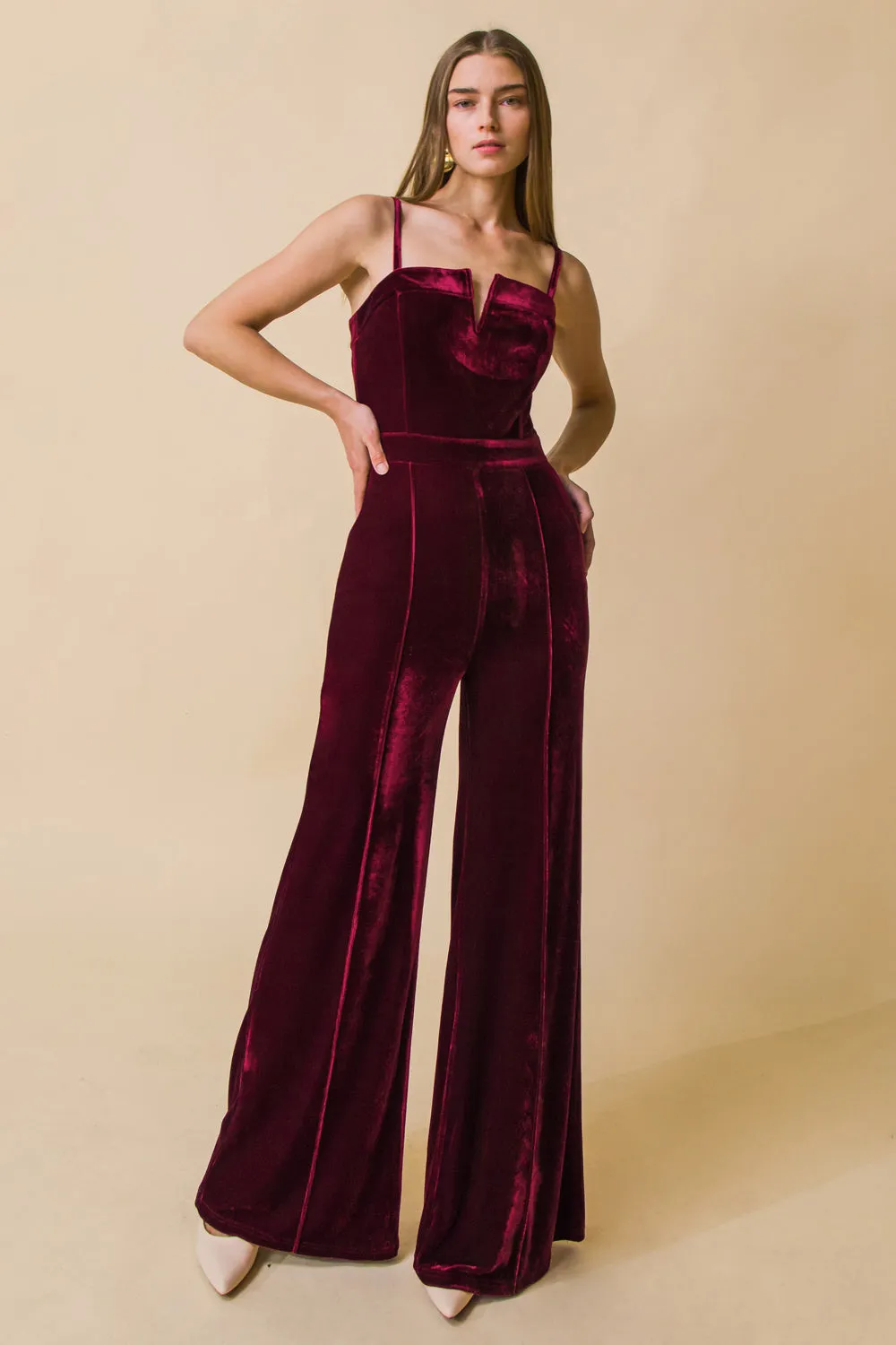 Velvet Jumpsuit with Blow a Kiss Design