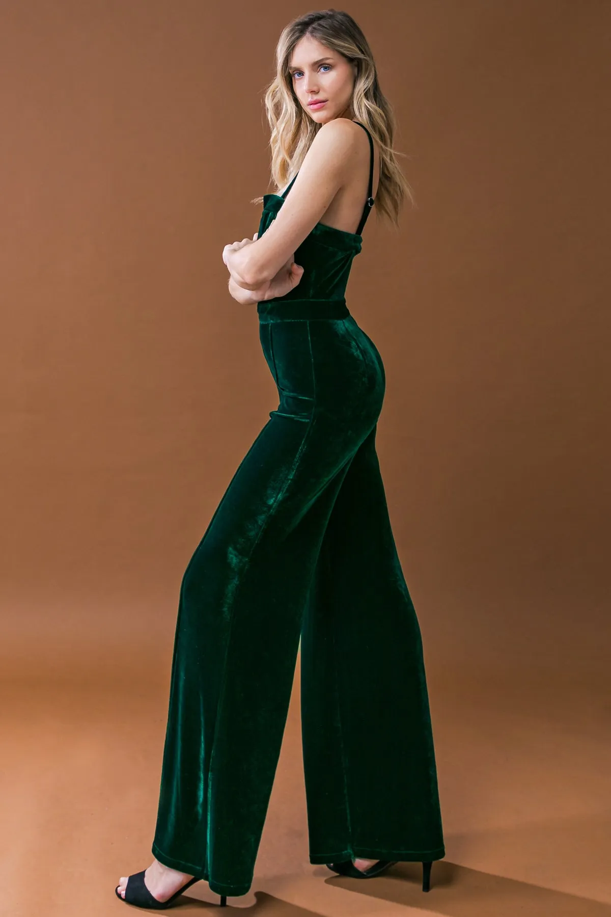 Velvet Jumpsuit with Blow a Kiss Design