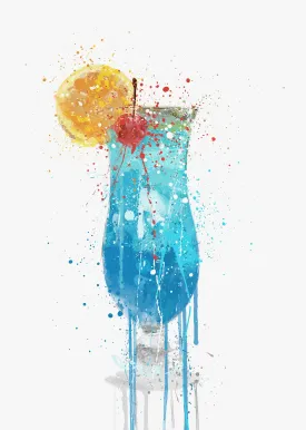 Blue Lagoon Cocktail Wall Art Print