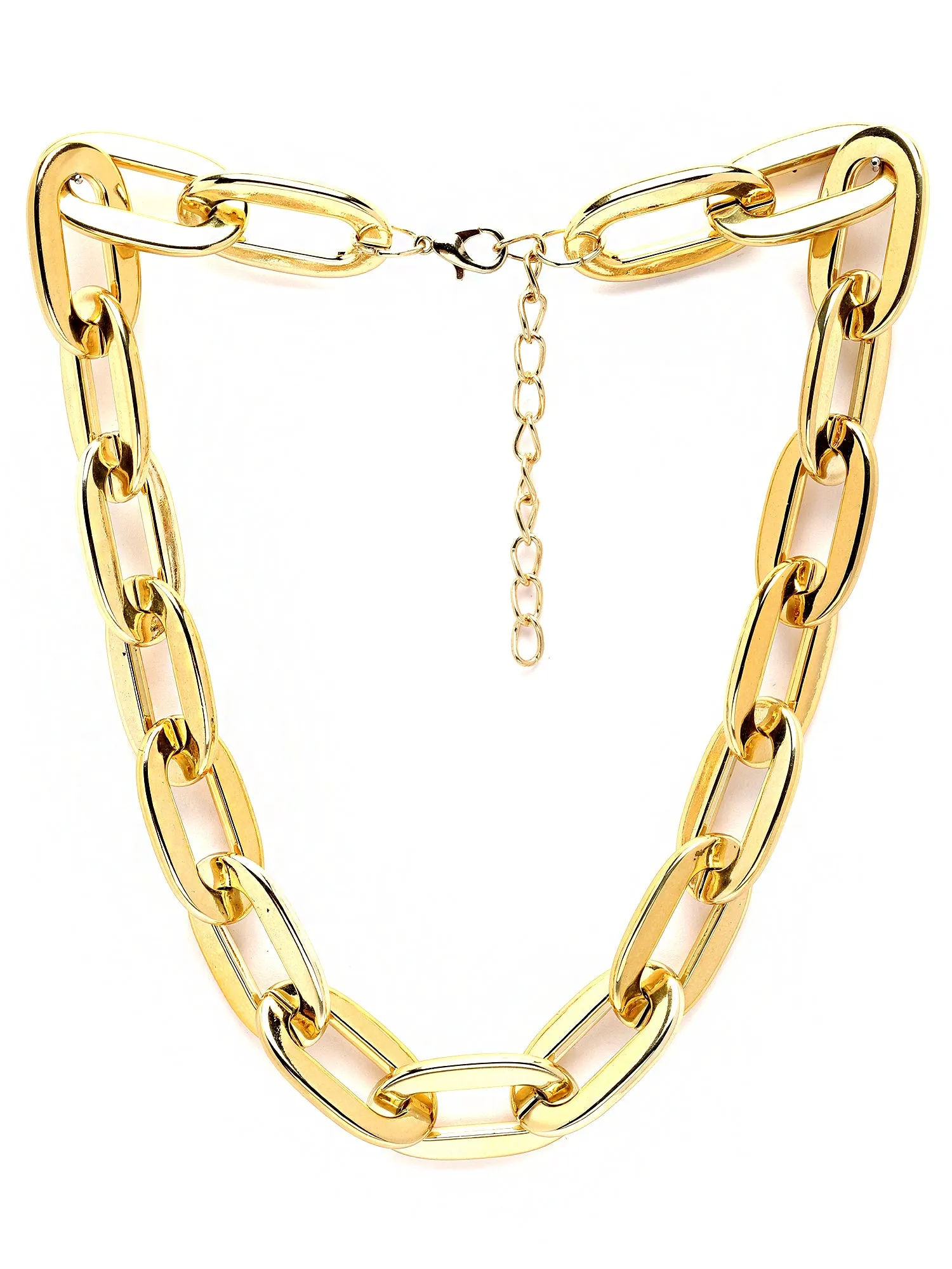 Bohey by KARATCART Big Chunky Gold Western Link Necklace for Women