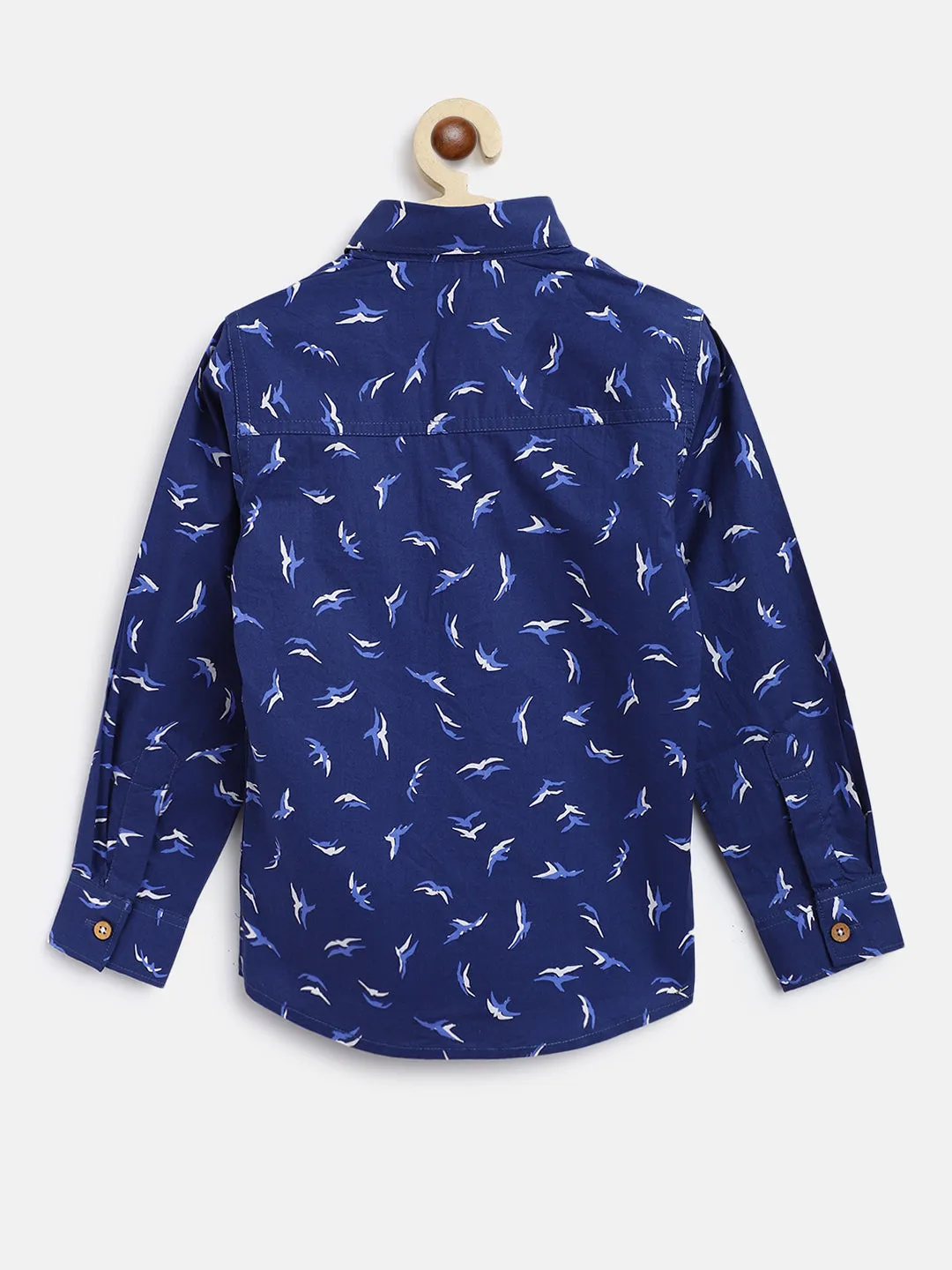 Boys Blueish Printed Cotton Shirt