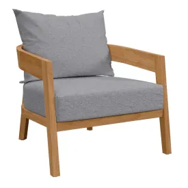 Brisbane Teak Wood Outdoor Patio Armchair By Modway - EEI-5602 - Natural Gray