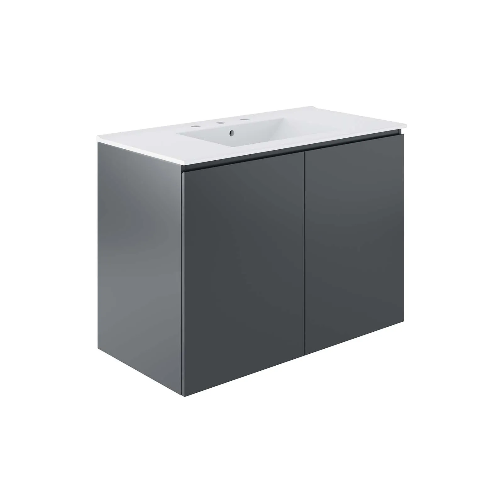 Bryn 36" Wall-Mount Bathroom Vanity By Modway - EEI-5779 - Gray White