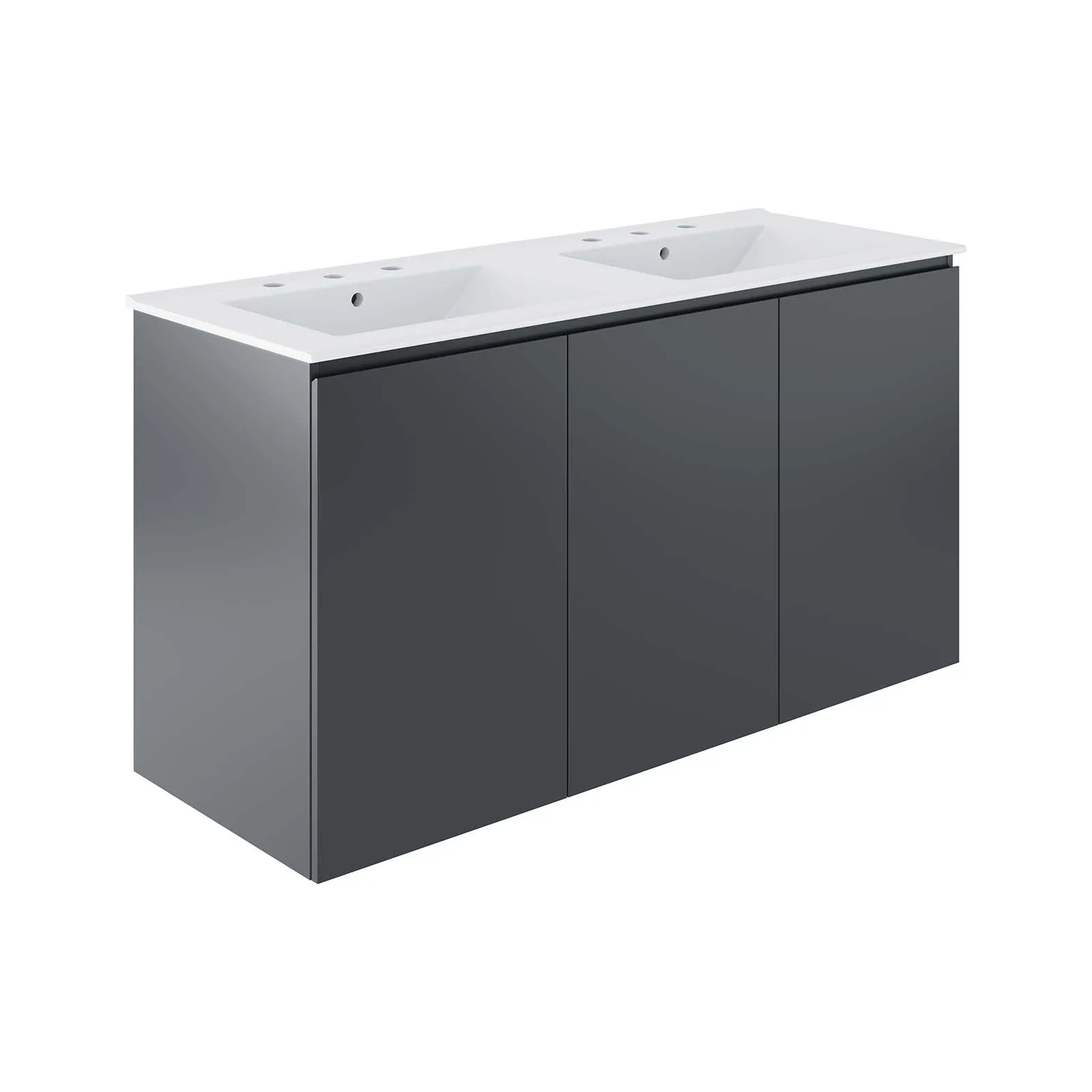 Bryn 48" Wall-Mount Double Sink Bathroom Vanity By Modway - EEI-5781 - Gray White