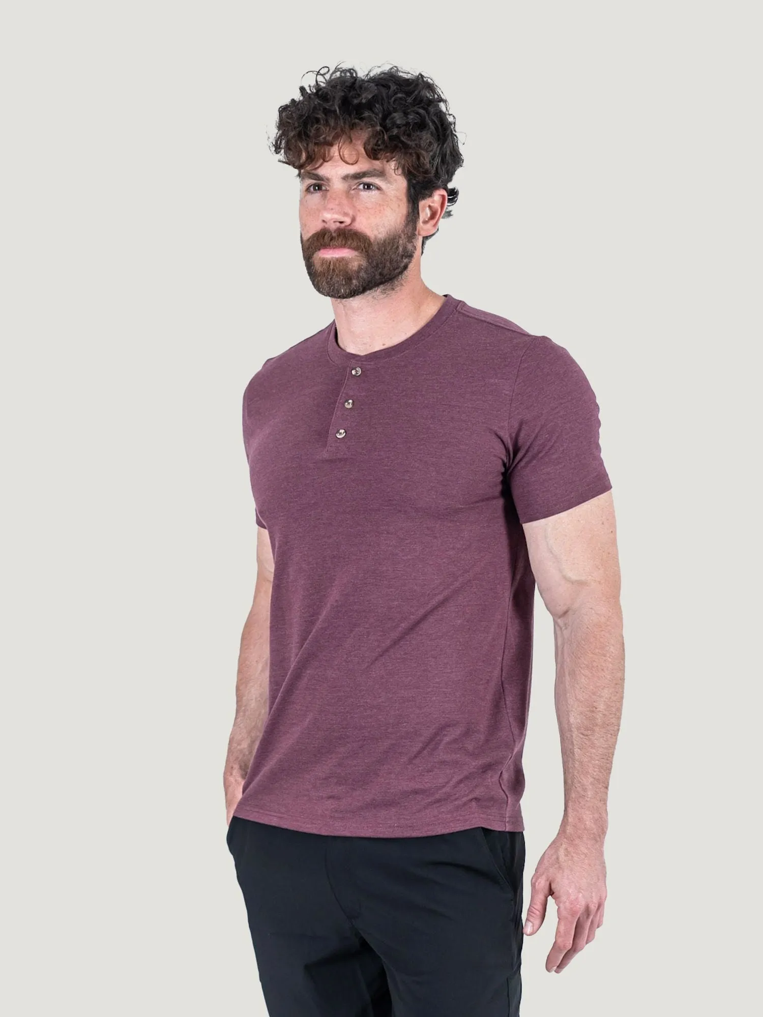 Burgundy Short Sleeve Henley