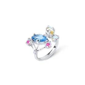 Butterfly Ring [Unicorn/Light blue/Yellow gems]