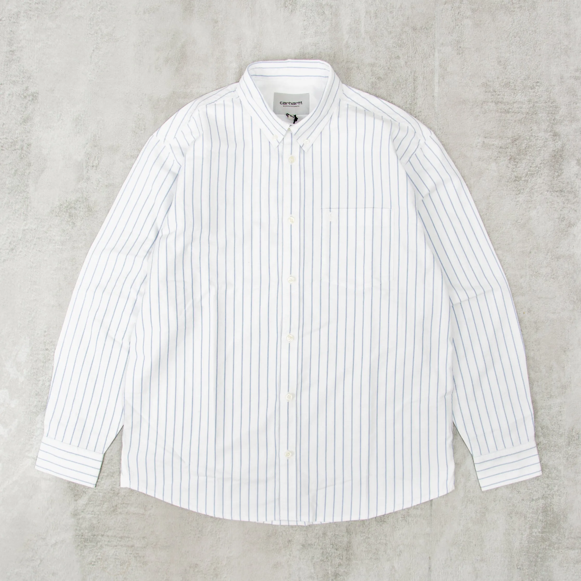 Carhartt WIP Dowlen Striped L/S Shirt - White / White