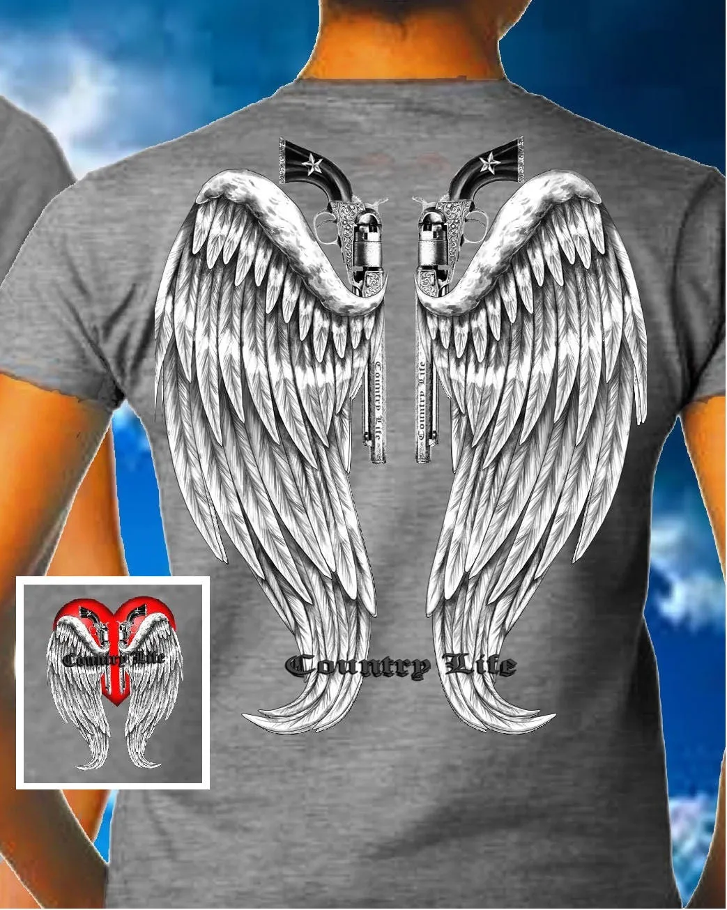 Country Life Outfitters Gray Wings Guns Vintage Unisex Bright T Shirt