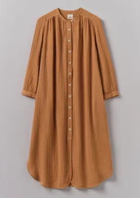 Crinkle Cotton Kaftan Nightdress | Soft Caramel