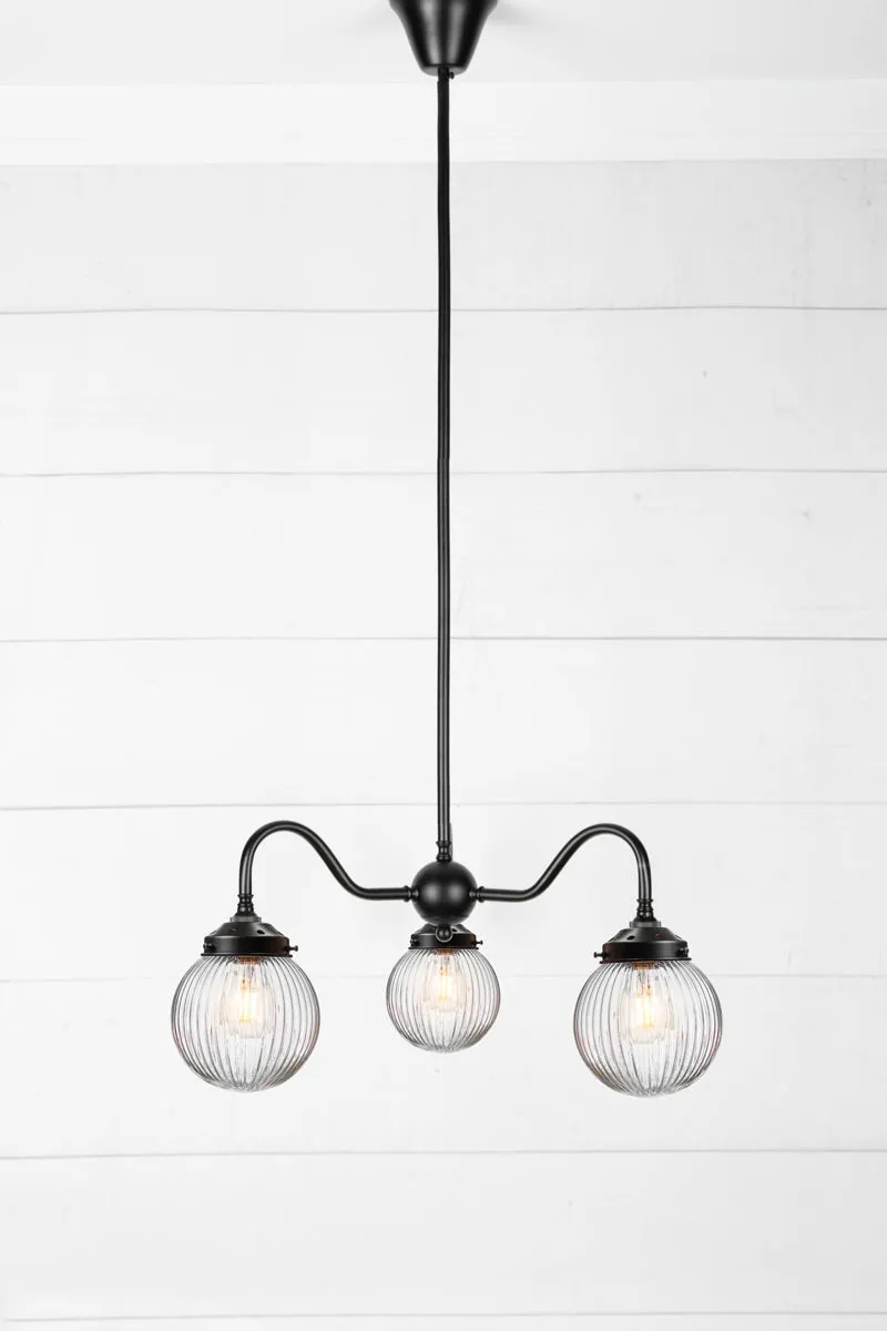 Dakota Reeded Glass Gooseneck Chandelier