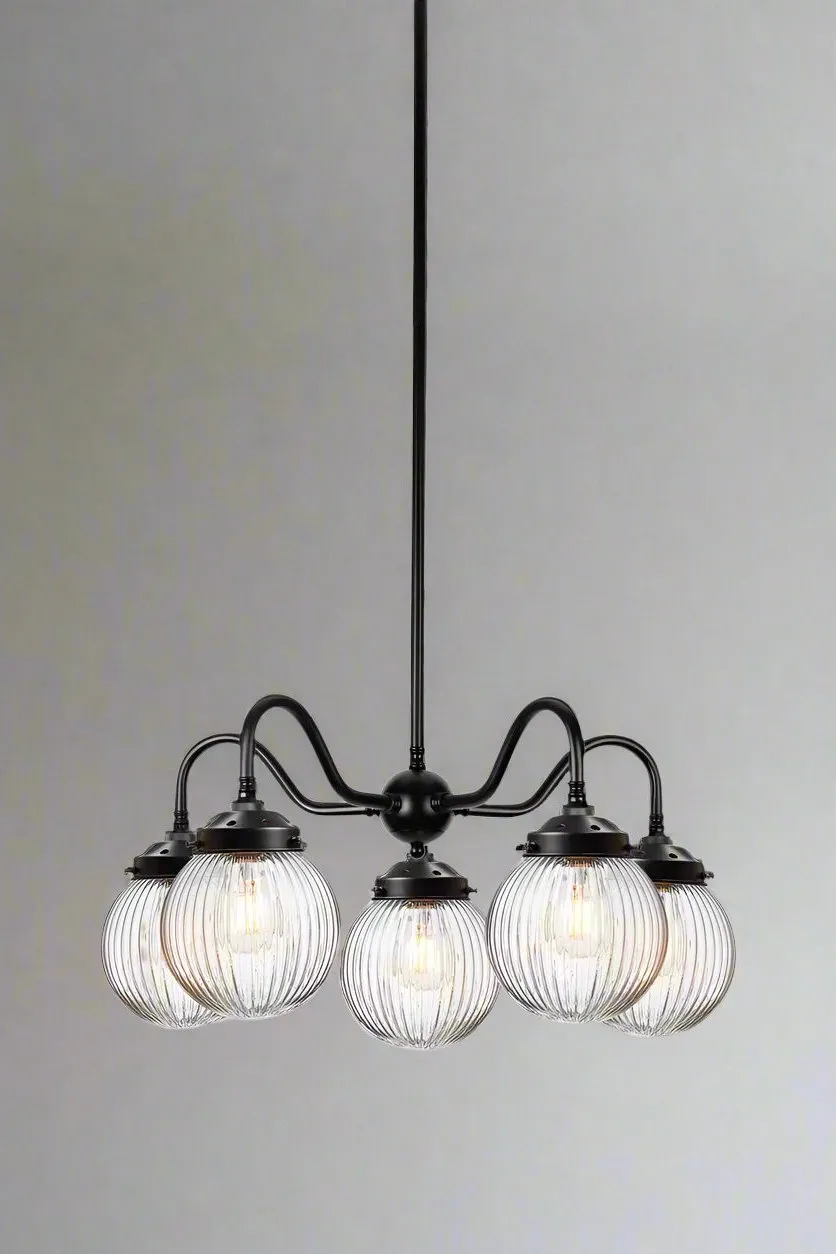 Dakota Reeded Glass Gooseneck Chandelier