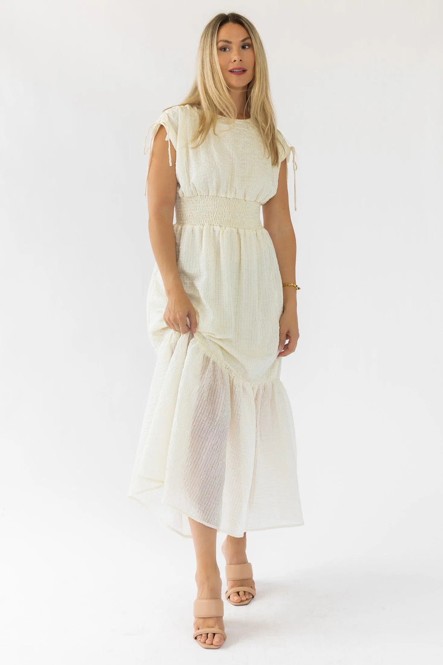 Delia Ivory Textured Maxi Dress - Final Sale