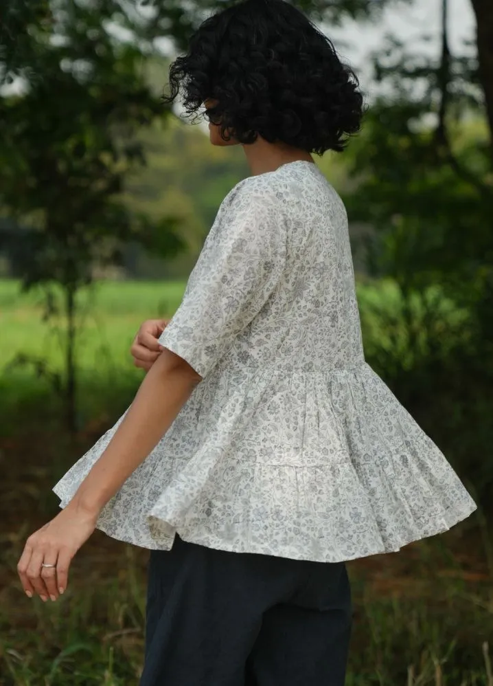 Dewdrop Grey Floral Top