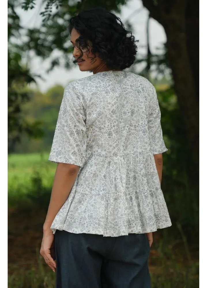 Dewdrop Grey Floral Top