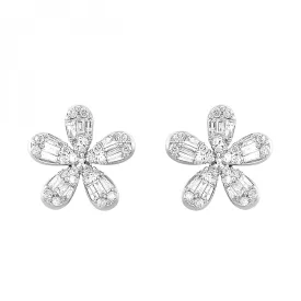 Diamond Flower Stud Earrings