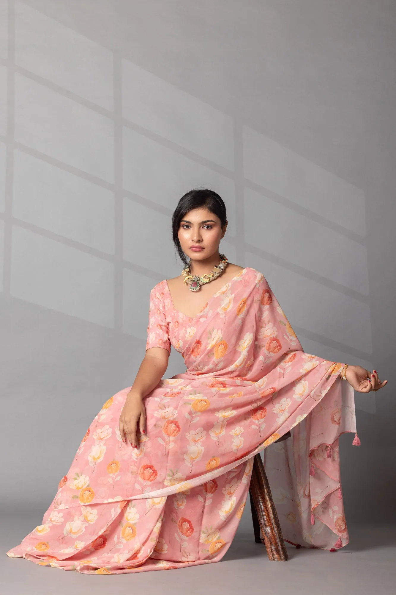 Digital Floral Print Georgette Saree