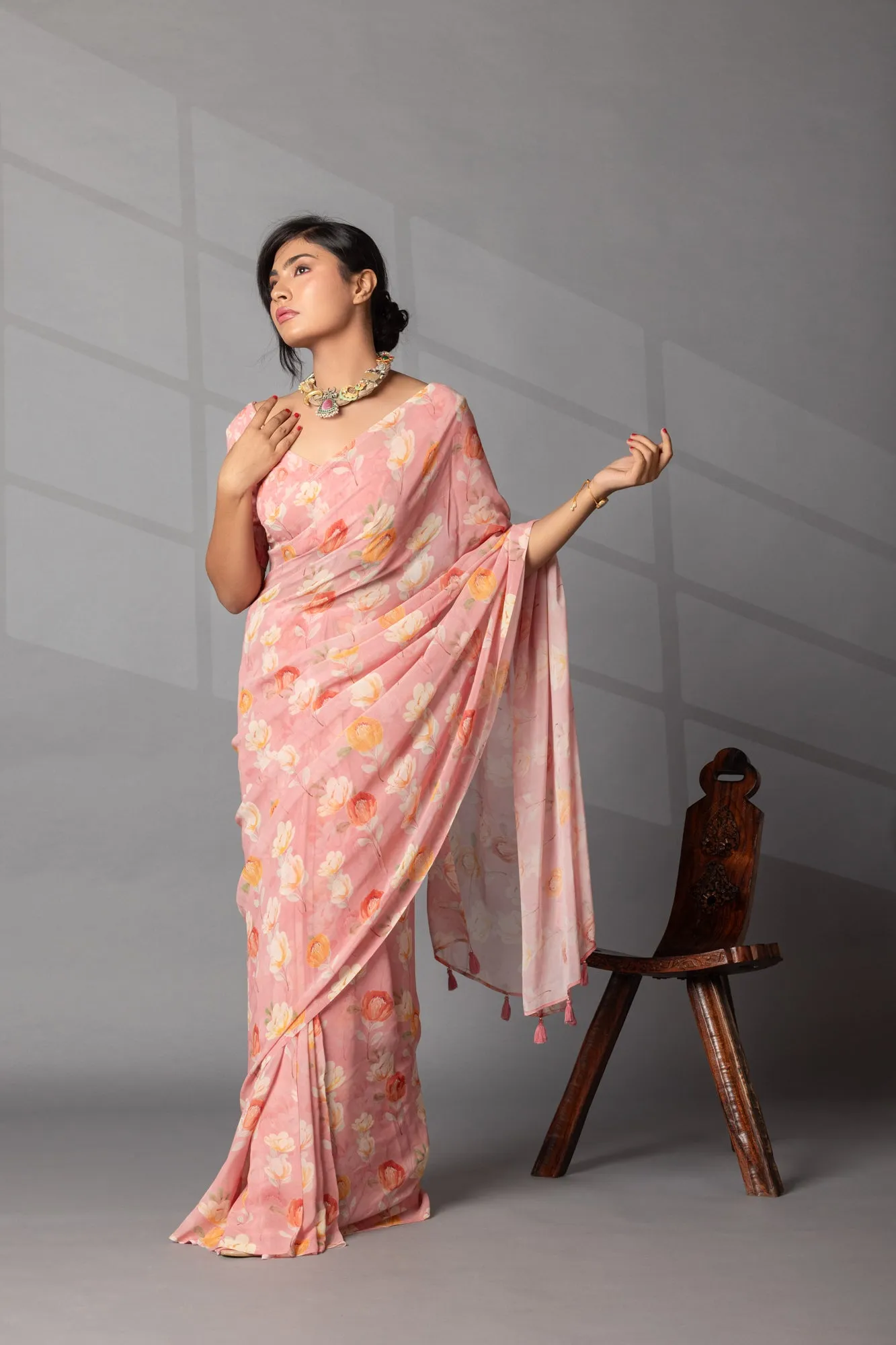 Digital Floral Print Georgette Saree