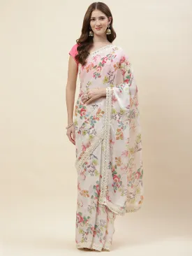 Digital Floral Printed Chiffon Saree