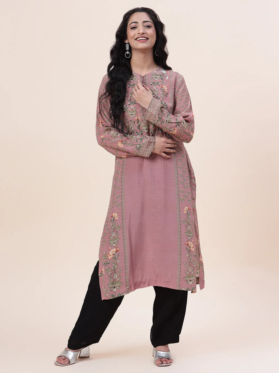 Digital Floral Printed Crepe Kurta