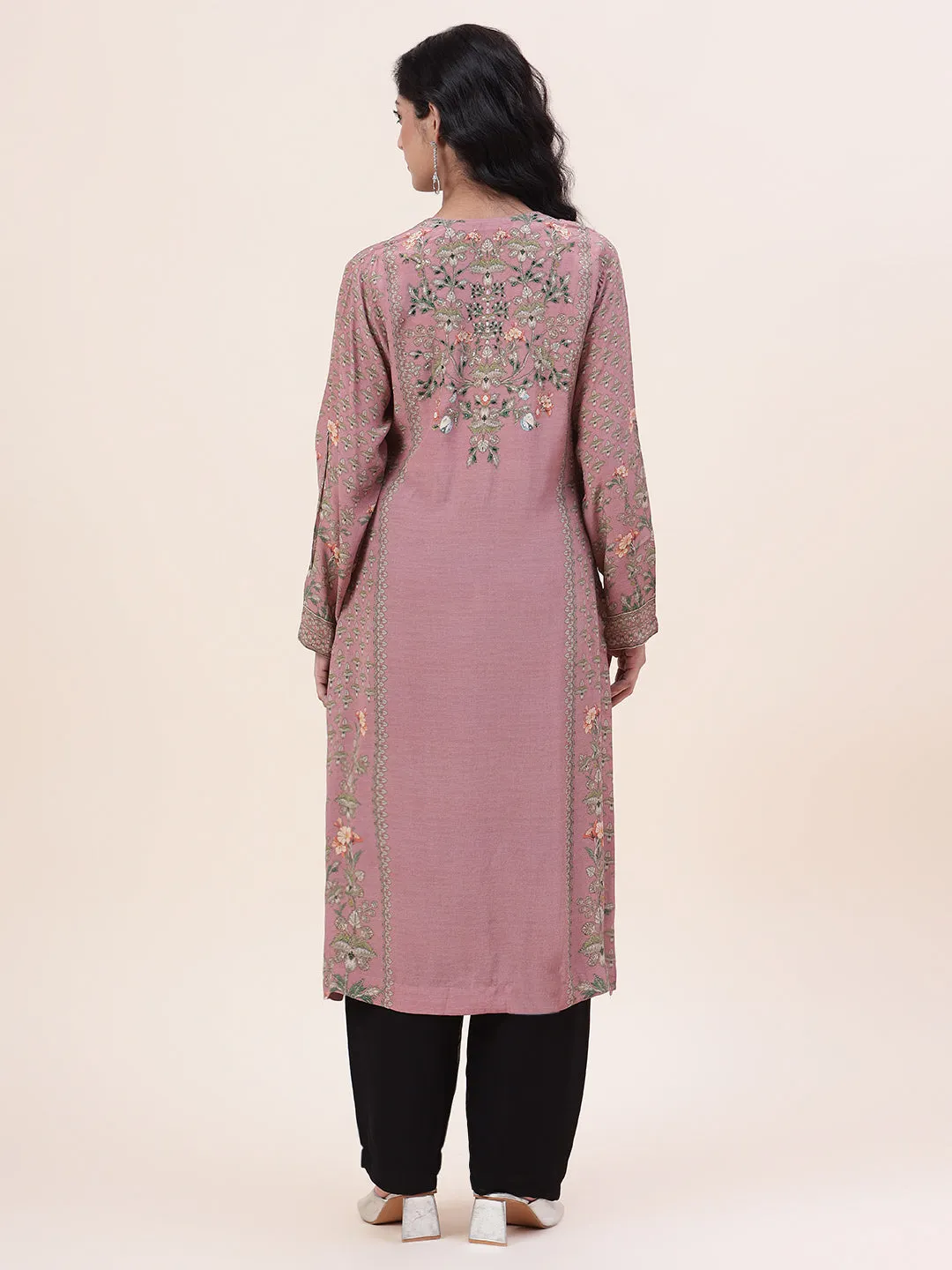 Digital Floral Printed Crepe Kurta