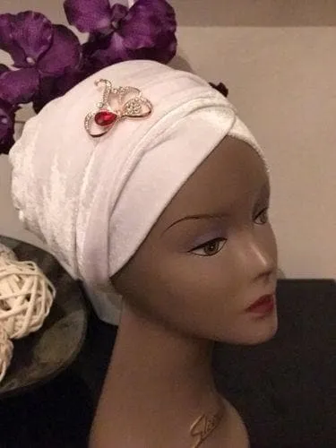 Double Velvet Turban headwraps - White (also available in other colours)