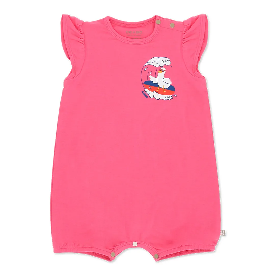 Sure! Heres an optimized title for the product:

Pink Bamboo Fluttersleeve Playsuit - Duckies Day Off Collection