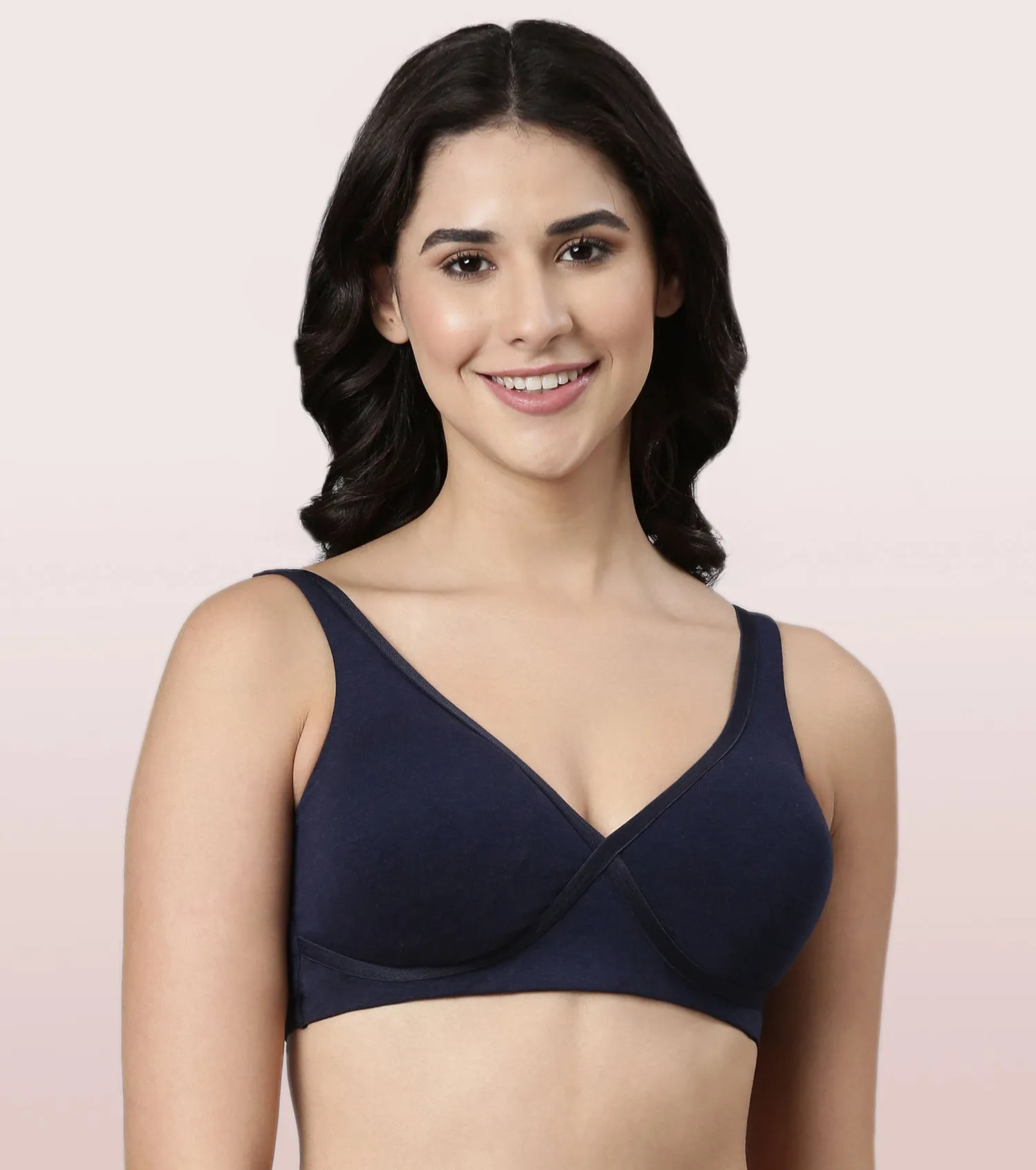 Enamor BambooBliss A076 Ultimate Softness Innovation Bamboo Cotton Lounge Slip-on T-shirt Bra for Women with Removable Pads- High Coverage, Padded and Wirefree