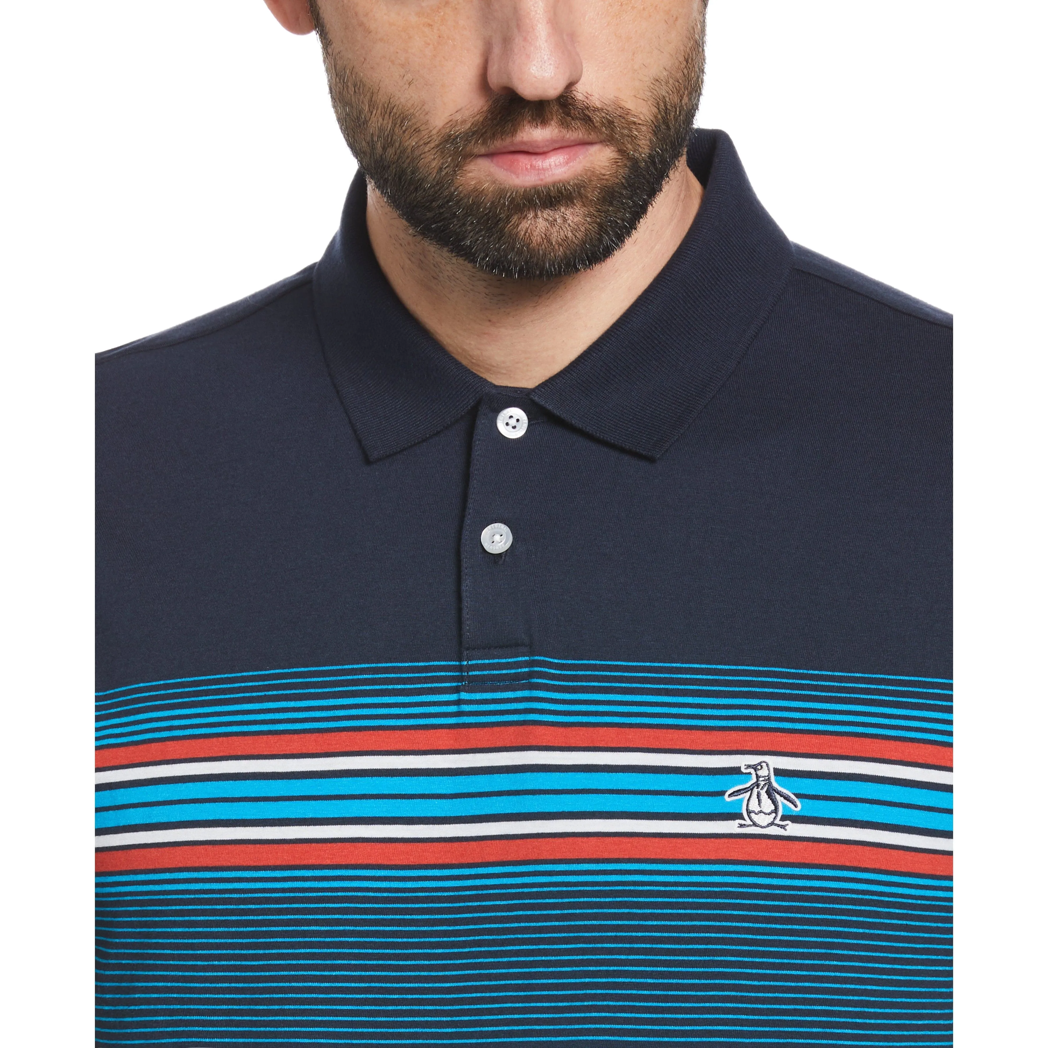 Engineered Stripe Print Polo