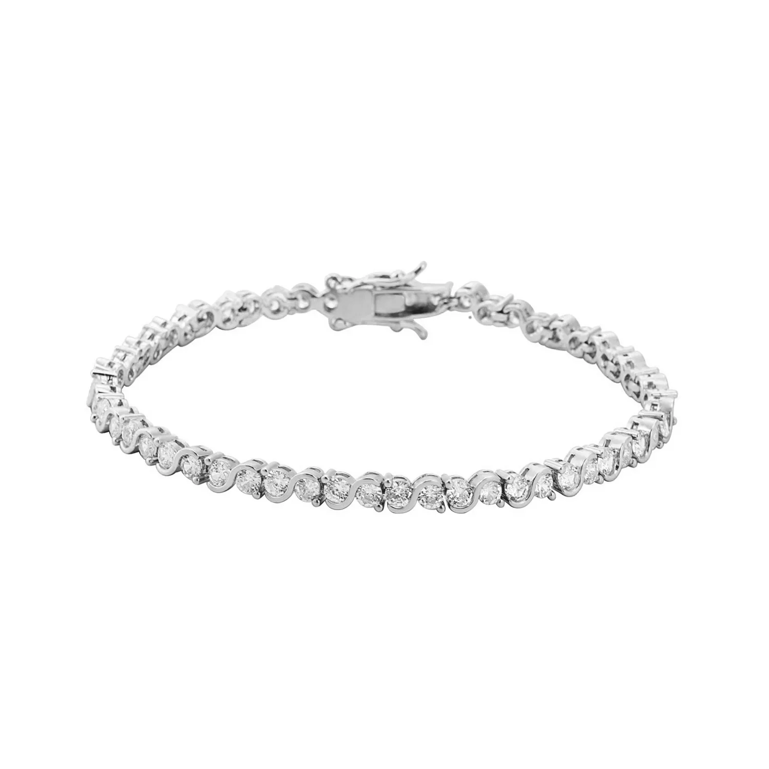 Ezra 18k White Gold Plated Infinity Tennis Bracelet with Cubic Zirconia Crystals