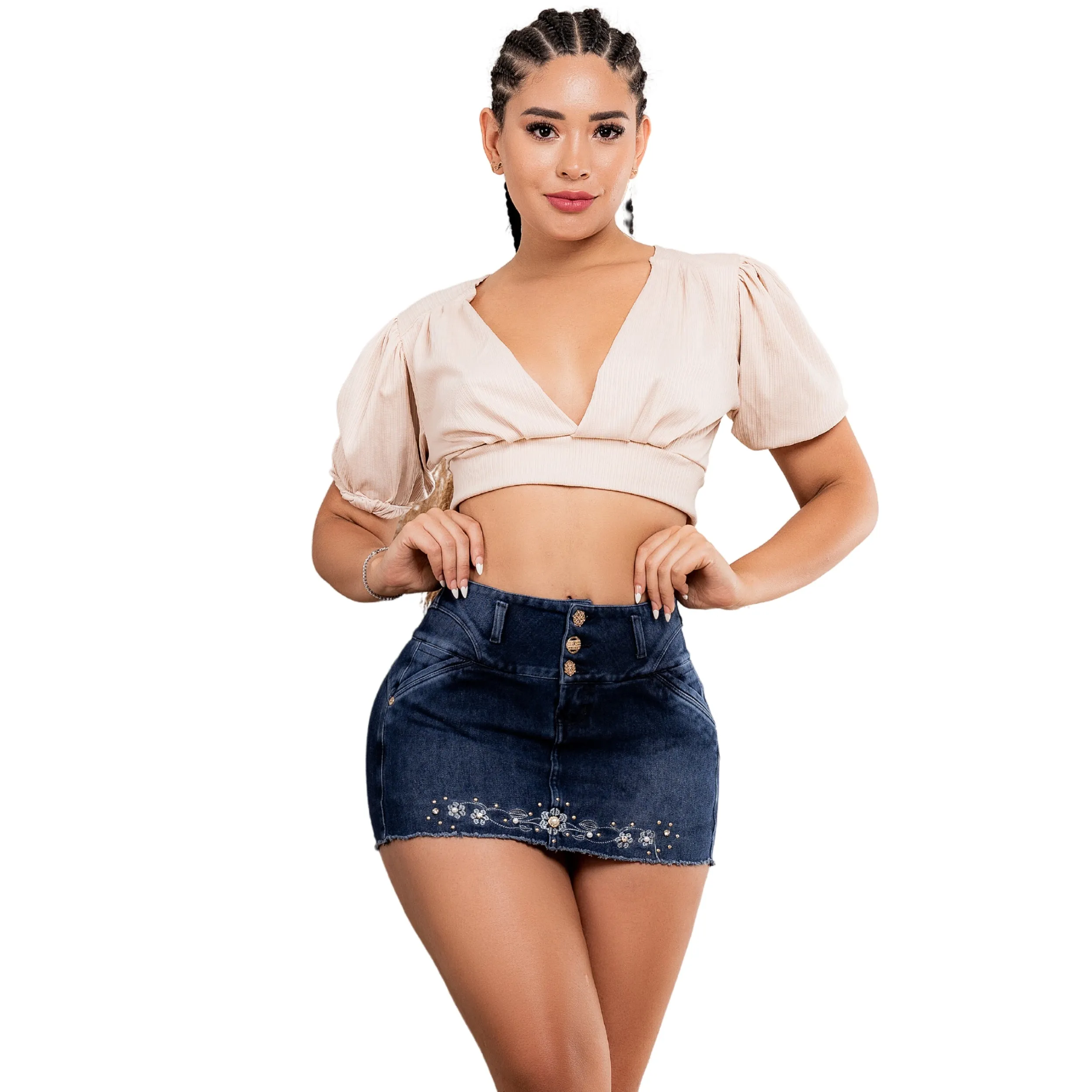 Falda Short Frente Bordado