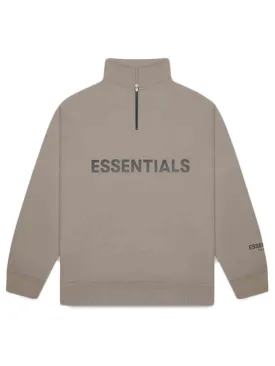 FW20 Fear Of God Essentials Taupe Half-Zip Pullover - Cozy and Stylish Mens Streetwear Sweater