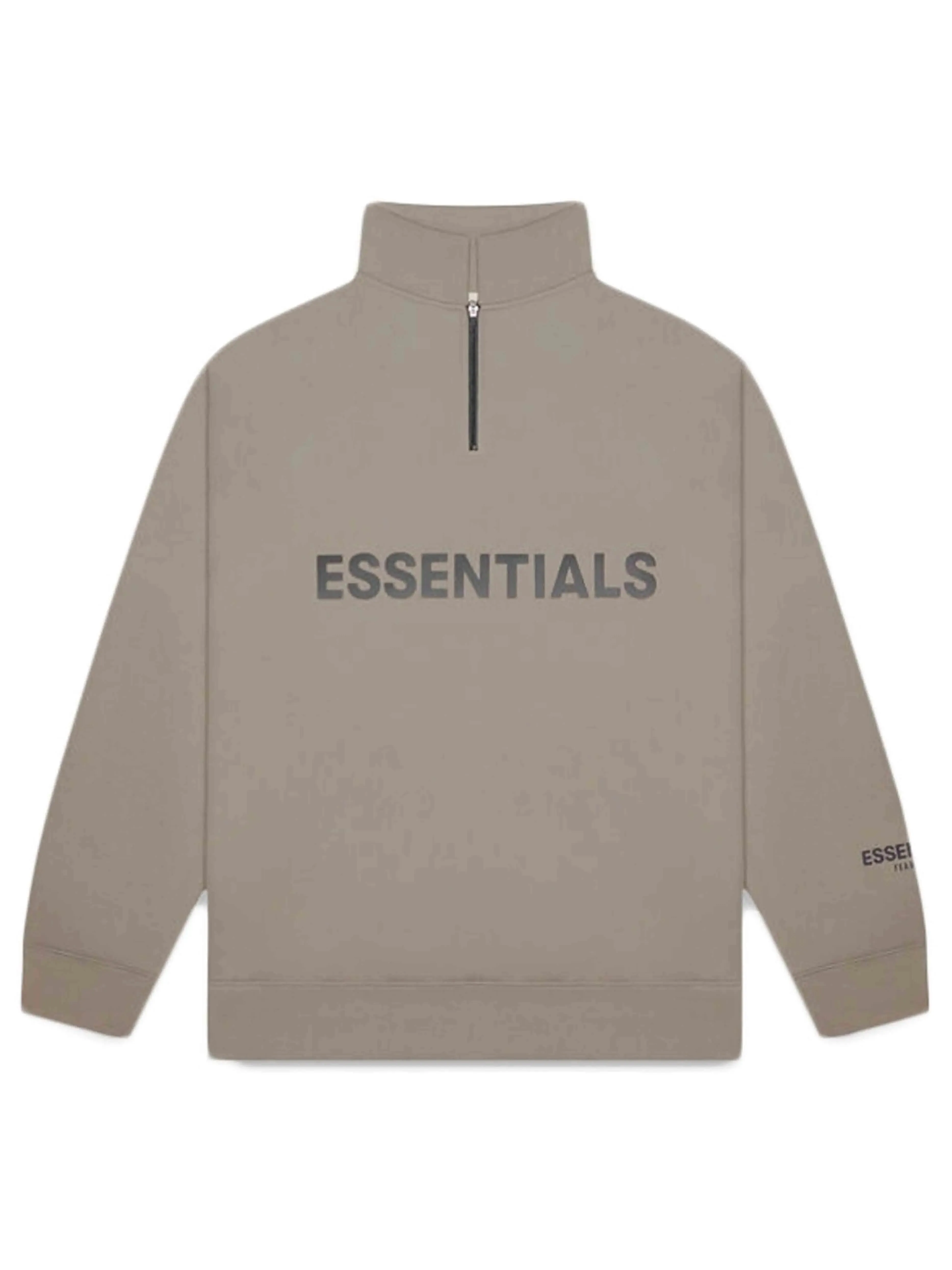 FW20 Fear Of God Essentials Taupe Half-Zip Pullover - Cozy and Stylish Mens Streetwear Sweater