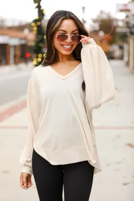 FINAL SALE - Adored By You Oatmeal Waffle Knit Top