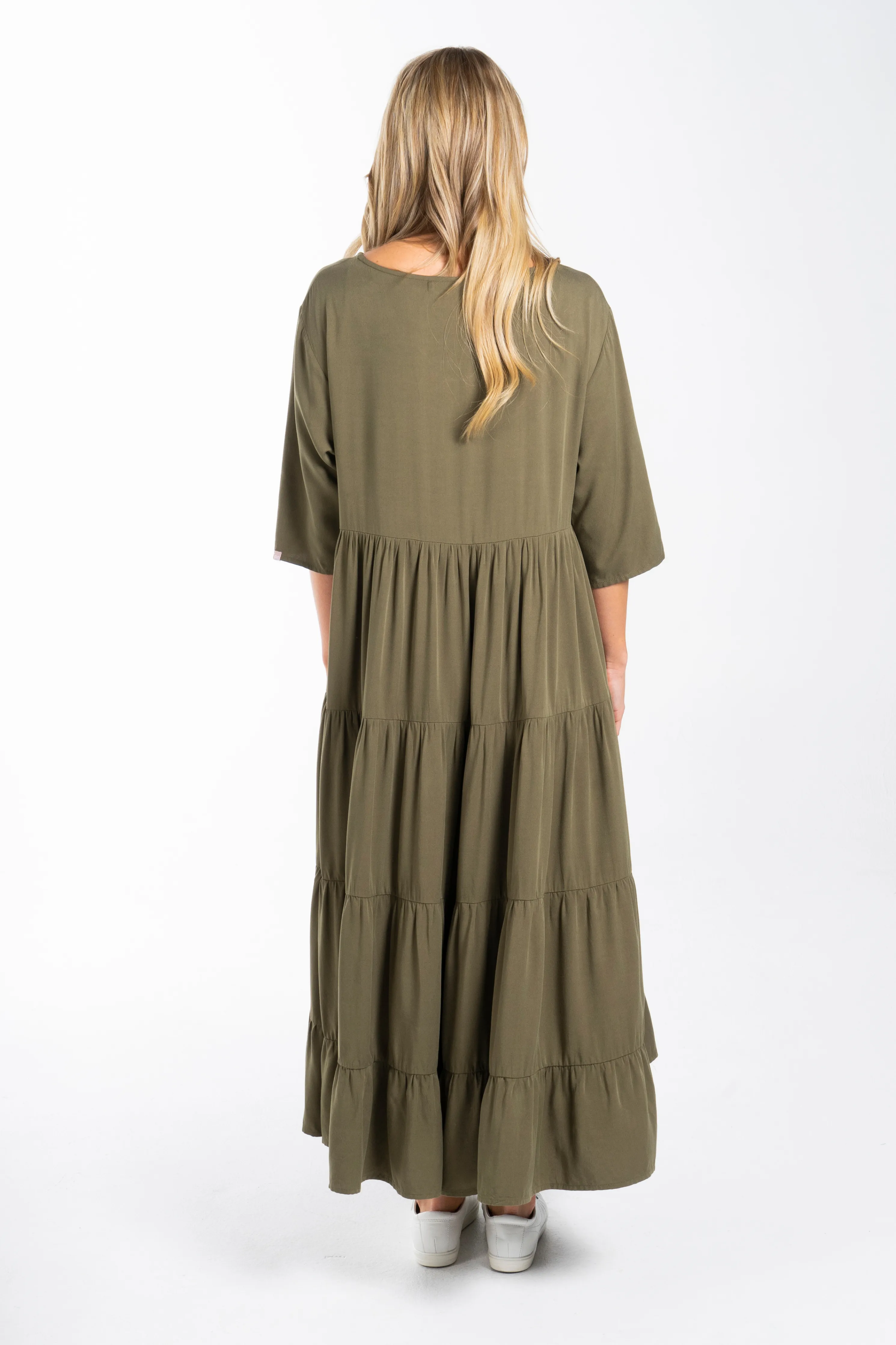 FINAL SALE Ruffle Dress in Khaki