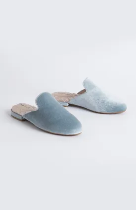 Florence Luxury Velvet Slipper - Eggshell Blue