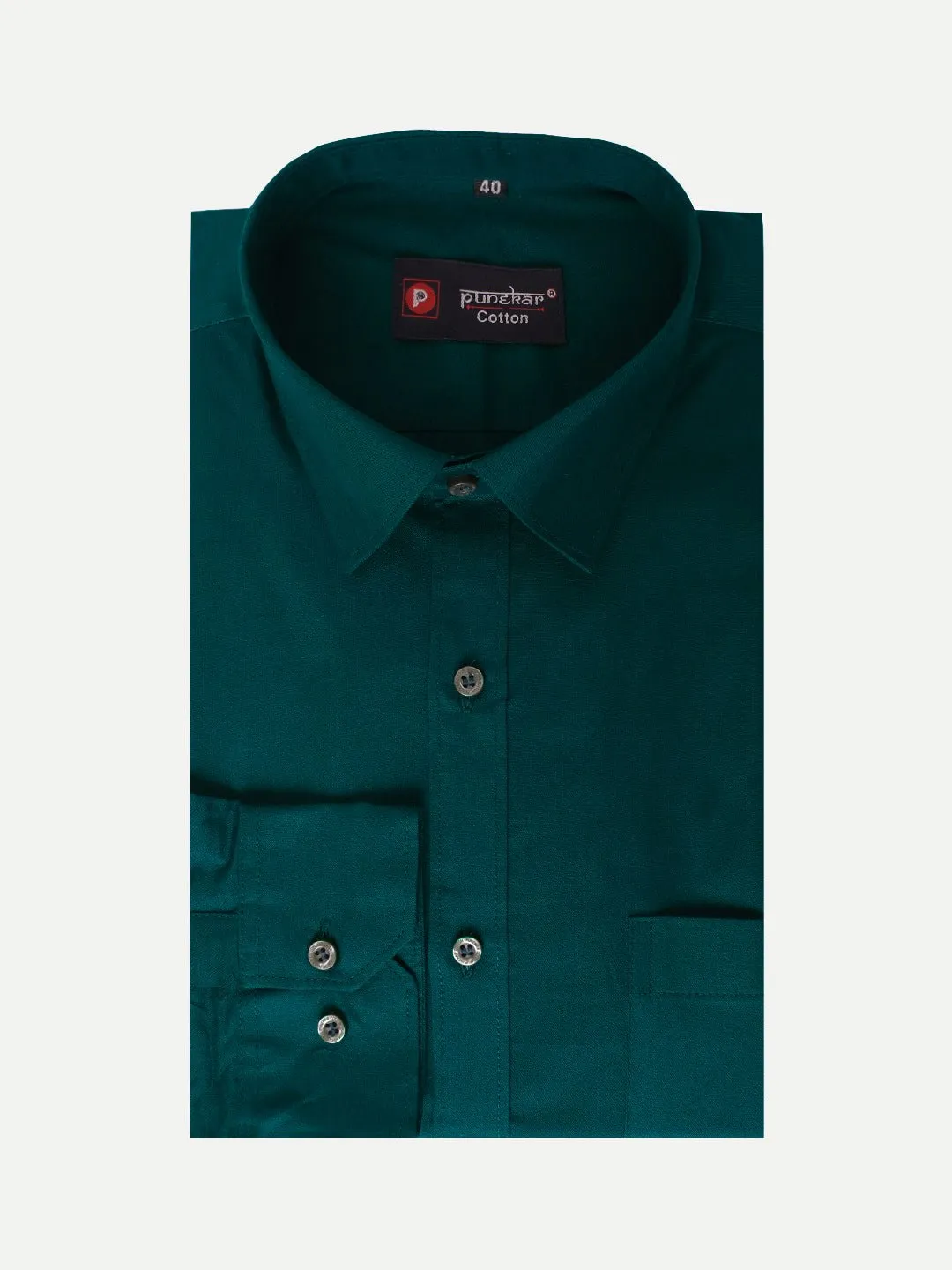 Forest Green Color Satin Mecerised Cotton Shirt For Men